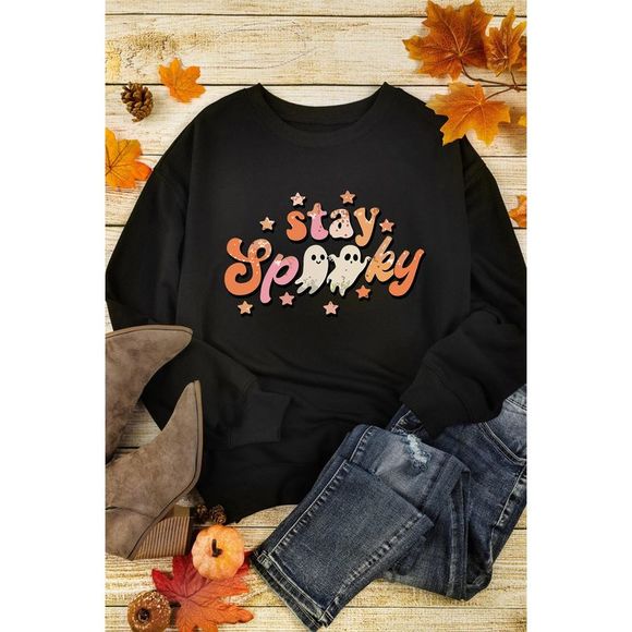 Azura Exchange  Black Halloween stay Spooky Graphic Sweatshirt - Picture 2 of 10